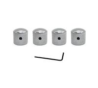 4pcs Electric Guitar Knobs, Bass Knobs, Dome Knob Volume Tone, Metal Volume Tone, Guitar Speed Control Knobs for Electric Guitar and Bass, Screw Type (Silver)
