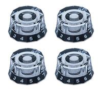 4pcs Electric Guitar Knobs Clear Black Dodecagon Design Speed Control Volume Tone Knobs for PRS SG LP Style Guitar Accessories(Transparent-Black)