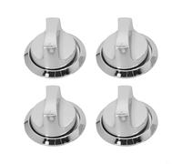 4Pcs Electroplated Gas Grill Knobs, Silver BBQ Control Dials with 58mm Diameter & 8mm Core, High Heat Resistant Replacement Parts for Outdoor Barbecue Grills(With base)
