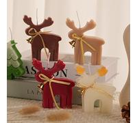 4Pcs Elegant Festive Christmas Candles, Creative Scented Wax Melts, Reindeer Shape Aromatherapy Gifts, Perfect for Holiday Home Decor, Table Centerpiece, Christmas Party Favors, 4.72x3.94 Inches