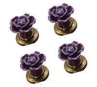 4Pcs Elegant Florals Ceramics Cabinets Knobs with Zines Alloy Screws for Furniture Wardrobe Dresser Drawer Handles Use Furniture Drawer Knobs