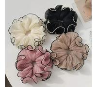 4PCS Elegant Minimalist Fabric Hair Rings, Solid Color Pleated Large Intestine Hair Loops, Versatile Fashion Hair Accessories for Daily Wear