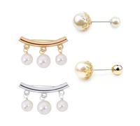 4PCS Elegant Pearl Accent Cinch Clip for Pants, Stylish Waist Cincher Clip with Decorative Cardigan Clips, Waist Tightener Pins and Womens Clothing Accessories for Shirts Dresses and Scarves