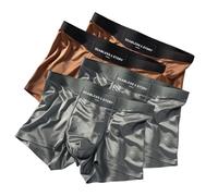 4pcs Elegant Silk Men's Ice Silky Underwear Mulberry Silk Men's Boxer Briefs, Seamless Comfort(B/4pack,XXL)