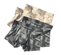 4pcs Elegant Silk Men's Ice Silky Underwear Mulberry Silk Men's Boxer Briefs, Seamless Comfort(C/4pack,4X-Large)