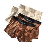 4pcs Elegant Silk Men's Ice Silky Underwear Mulberry Silk Men's Boxer Briefs, Seamless Comfort(D/4pack,4X-Large)