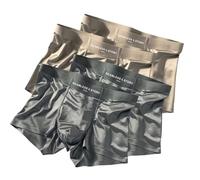 4pcs Elegant Silk Men's Ice Silky Underwear Mulberry Silk Men's Boxer Briefs, Seamless Comfort(E/4pack,3X-Large)