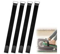 4Pcs Ellipse Leg Exerciser Machine Leg Strap, Pedal Straps Exercise Strap for Rowing Machine Under Desk Elliptical Peddler Foot, Trainer Straps Foot Straps with Metal Buckle for Home Sports(Black)