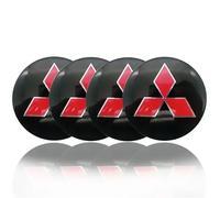 4pcs Emblem Badge Sticker for MITSUBISHI ASX Lancer L200 Pajero,56mm Car Wheel Hub Centre Caps Cover Sticker 3D Car Logo Protective Sticker Wheel Trims,BlackRed