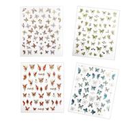 4PCS Embossed Jelly Gel Nail Stickers with Butterfly Stickers for Elegant Nail Art Designs, Self-Adhesive Manicure Wrap Transfers as Fashionable Finger Art Accessories and Professional Decorations