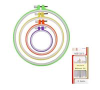 4Pcs Embroidery Hoops, Round Cross Stitch Frame, Smooth Small Embroidery Hoop, Plastic Cross Stitch Accessories, Including 16 Gold Eye Sewing Needles, Accessories for Hand Sewing Embroidery Lovers