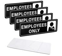 4pcs Employees Only Sign, 22.78x7.5cm/9x3in Self-Adhesive Acrylic Employees Staff Only Door Sign Wall Stickers for Business Office Restaurant Store Salon Hotel Workplace