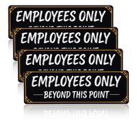 4PCS Employees Only Sign, Employees Only Beyond This Point Sign, Staff-Only Sticker Signs, 9x3 Inch Self Adhesive Vinyl Office Warning Signs for Wall, Door, Business, Store, Warehouse, Restricted Area