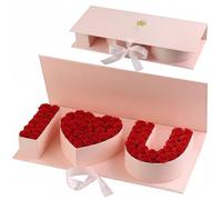4PCS Empty I Love You Box Valentines Boxes - Letter Fillable Gift Box Valentine Flower Arrangements Chocolate Gifts Packaging for Mother's Day Wedding (Pink)
