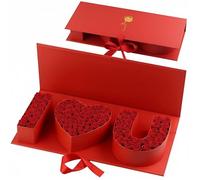 4PCS Empty I Love You Box Valentines Boxes - Letter Fillable Gift Box Valentine Flower Arrangements Chocolate Gifts Packaging for Mother's Day Wedding (Red)