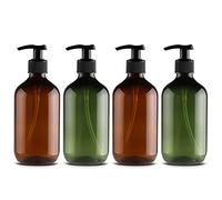 4Pcs Empty Press Pump Bottles, 300ML Refillable Bottle for Cooking Sauces, Plastic Liquid Soap Dispenser Refillable Container for Essential Oils, Lotions, Shampoo, Conditioner