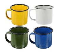 4pcs Enamel Mug with Handle, 8.5x6.5x6cm Vintage Metal Cup | Retro Drinkware, Heat-Friendly Serving, for Tea, Latte, Hot Chocolate Indoors or Campfire Random Color