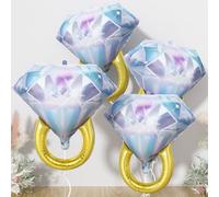 4pcs Engagement Ring Balloons, Foil Mylar Diamond Ring Balloons for Engagement Bachelorette Bridal Shower Wedding Proposal Marriage Anniversary Just Engaged Married She Said Yes Party Decorations