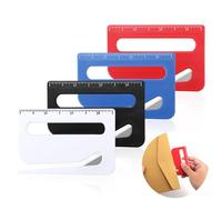 4pcs Envelope Opener, Upgraded Plastic Letter Opener Envelope Slitter Sharp Mail Opener Tool with Scale & Pointed Tip & Magnifying Glass Package Opener Cutter Wrapping Paper Knife (4 Colors)