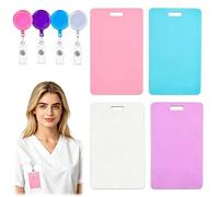 4PCS Erasable Badge Note, Reusable Student Nurse Name Badge Buddy with Retractable Clip, Compact 8.5 x 8.5cm Shift Planner for All Healthcare Professionals