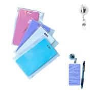 4PCS Erasable Badge Notes with ID Badge Clip - Reusable Vertical/Horizontal Badge Buddy, Write with Ballpoint Pen & Alcohol Erasure, Portable Quick Note Pad for Nurses, Doctors, Hospital Staff (01)