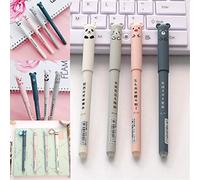 4pcs Erasable Gel Ink Pens Cute Kawaii Cartoon Cat Pig Bear Panda Animal Pen Ballpoint 0.35mm Rollerball Friction for Student Kids Gift School Stationery Office Supplies, Blue,Gray,White,Pink,Black