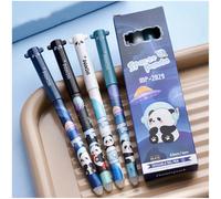 4PCS Erasable Gel Pens 0.5mm,Blue Rollerball Pens with Thermo-Sensitive Erasing Ink,Temperature-Sensitive Ink,Animal Motifs for Children Students School Office Supplies (Panda, Black)