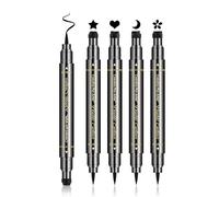 4Pcs Erinde Double-headed Liquid Eyeliner Stamp Pen Set, Eye Liners for Women, Eyeliner Pencil Black Eye Liner Stencil, Eyeliner Tattoo Tool, Eyeliner Stamp Shapes Star, Heart