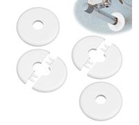 4pcs Escutcheon Plate, Round Escutcheon Plate for 1.7cm Diameter Water Pipes Wall Hole Cover, Self-Adhesive Plumbing Cover Plates, Wall Split Flange for Kitchen Toilet Faucet Decoration (White)