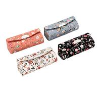 4PCS Ethnic Style Flower Pattern Lipstick Case Holder with Mirror Vintage Lipstick Holder (Flower vine style), Multi-colored, Size: 8.5 x 3 x 3 cm