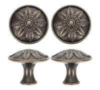 4pcs European Style Floral Round Cabinet Knob Metal Single Hole Pull