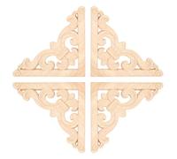 4Pcs European Style Wood Carved Corner Applique Decal for Home Furniture Door Cabinet Decoration 11x11cm