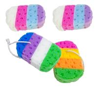 4Pcs Exfoliating Bath Sponges for Shower - Soft Shower Sponge for Men, Women and Kids - Gentle Skin Cleansing and Massage - Home Bathroom Essential