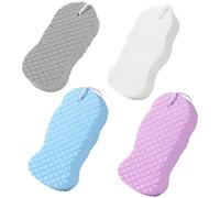 4pcs Exfoliating Sponge, Magic Exfoliating Bath Sponge Set, Scrubzz Rinse Free Bath Sponges for Gentle Skin Care, Fish Scale Design for Enhanced Exfoliation, White Grey Blue Pink