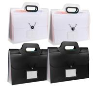 4Pcs Expanding File Folder,33.5x25cm Accordian File Organizer with Handle,Portable Document Organizer for Paperwork Storage,Plastic Concertina Expanding Files for Office/Home/School