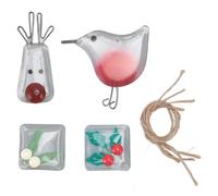 4pcs Exquisite Bird Deer Resin Decorative Pendant Fine Crafted Red White Beads Hanging Decoration Home Car