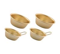 4pcs Exquisite Korean Style Aluminium Makgeolli Bowl for Table Serving | Golden round Simple Shape, Multi-purpose Serving, Outdoor-friendly Use, for Cake, Hotel and Restaurant Service