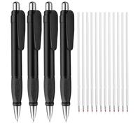 4PCS Extra Large Ballpoint Pens with 12PCS Refills Black Ink Easy Grip Jumbo Pen Big Fat Retractable Pen Enhanced Writing Stability for Elderly Arthritis Hand Tremor Office School, Black (1.0 mm )