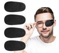 4Pcs Eye Patches Comfortable Left or Right Single Eye Patches Professional Medical One Eyes Cover Reusable Black Soft Single Eyes Patche for Eyeglass Treat Lazy Amblyopia Strabismus Adults Girls Boys