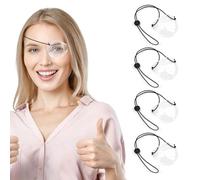 4PCS Eye Shield, Clear Plastic Eye Shield Eye Patch, Eye Surgery Covering Breathable After Surgery, Surgery Eye Exam Postoperative Eyes Rehabilitation, Eye Protection Care Supplies with 4 Elastic Rope
