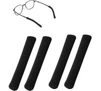 4pcs Eyeglass Ear Cushions, Soft Knitted Cotton Anti Slip Temple Pads Eyeglass Temple Tips Eyeglass Pads Behind The Ear Eyewear Retainer Glasses Arm Sleeve for Sunglasses Glasses (Black)