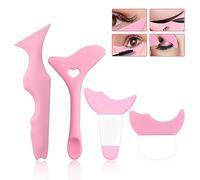 4pcs Eyeliner Guide Tool, Multi-Purpose Eyeliner Stencils Wing Tips Eyeliner Eyeshadow Applicators Silicone Marscara Guard for Beginners Eye Make Up Stencil Pads (Pink)