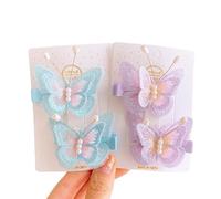 4PCS fabric hair clip, cute hand embroidered beautiful butterfly side clip without damaging hair blue and purple