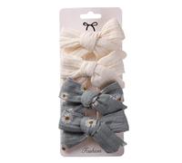 4PCS Fabric hair clips, hand-made sweet and cute bangs with pure cotton bows, side clips E