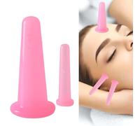 4PCS Face Cupping Set Silicone Facial Cupping Set Face Anti Cellulite Massager Health Care Cupping Pink Vacuum Massage Cup Kit Facial Cups for Facefor Body Facial Neck Eye Care（Pink）