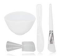 4pcs Face Mask Bowl Set Measuring Spoon Spatula Silicone Brush Washable Skin Mask Applicator White