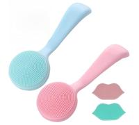4PCS Face Scrubber,Silicone Face Scrubber Clean Face Brush Soft Facial Cleansing Brush for Removing Blackhead Makeup Residue (Blue,Pink)
