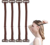 4pcs Facelift Bands with Clips, Adjustable Elastic Facial Lift Belt Eye Wrinkle Removal Belt, Facelift Patch Straps for Hair (Brown)