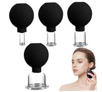4Pcs Facial Cupping Set, Face Vacuum Suction Cups, 4 Sizes Glass Silicone Cupping Set for Beauty Skin Massager