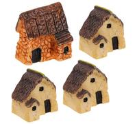 4PCS Fairy Garden Accessories DIY Dollhouse Ornaments Micro Landscape Ornament Miniature Gardening Landscape Micro Houses Thumbnail House Thatched Huts DIY Bonsai